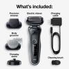 imageBraun Electric Shaver for Men Series 5 5150cs Wet ampamp Dry Shave Turbo Shaving Mode Foil Shaver with Beard Trimmer Body Groomer and Charging Stand BlueSilver