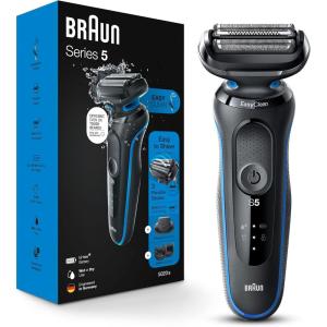 imageBraun Electric Shaver for Men Series 5 5150cs Wet ampamp Dry Shave Turbo Shaving Mode Foil Shaver with Beard Trimmer Body Groomer and Charging Stand BlueSilver