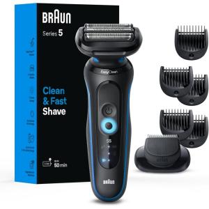 imageBraun Electric Shaver for Men Series 5 5150cs Wet ampamp Dry Shave Turbo Shaving Mode Foil Shaver with Beard Trimmer Body Groomer and Charging Stand BlueBlue
