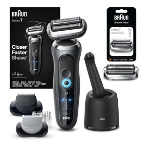 imageBraun Electric Shaver for Men Series 7 7177cc Wet ampamp Dry Shave Turbo ampamp Gentle Shaving Modes Waterproof Foil Shaver Space GreySilver