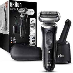 imageBraun Electric Shaver for Men Series 7 7185cc Waterproof Wet ampamp Dry Shave Shaving Kit with SmartCare Center and Beard Trimmer 3 Shave Modes 60 Minute Battery Runtime 10 Piece SetBlack