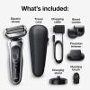 imageBraun Electric Razor for Men Waterproof Foil Shaver Series 7 7027cs Wet ampamp Dry Shave with Beard Trimmer Rechargeable Charging Stand and Travel Case Included Silver BlackSilver Black