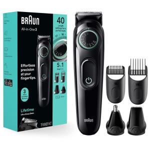 imageBraun AllInOne Style Kit Series 3 3450 5in1 Trimmer for Men with Beard Trimmer Ear ampamp Nose Trimmer Hair Clippers ampamp More UltraSharp Blade 40 Length Settings and Washable
