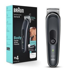 imageBraun Body Groomer Series 5 5360 Body Groomer for Men for Chest Armpits Groin SkinSecure Technology for Gentle Use and Clean Shave Attachment Waterproof Cordless with 100min Run Time