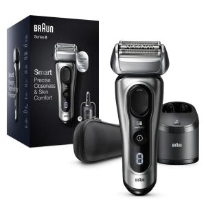 imageBraun Electric Razor for Men Series 8 8457cc Electric Foil Shaver with Precision Beard Trimmer Cleaning ampamp Charging SmartCare Center Galvano Silver