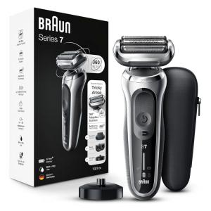 imageBraun Electric Razor for Men Waterproof Foil Shaver Series 7 7027cs Wet ampamp Dry Shave with Beard Trimmer Rechargeable Charging Stand and Travel Case Included Silver BlackSilver Black