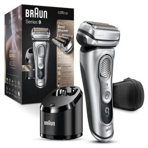 imageBraun Electric Razor for Men With Precision Beard Trimmer Rechargeable Wet ampamp Dry Foil Shaver Clean ampamp Charge Station ampamp Travel Case Silver 3 Piece Set9370cc Shaver