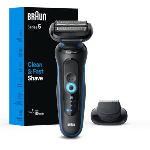 imageBraun Electric Shaver for Men Series 5 5118s Waterproof Wet ampamp Dry Shave Turbo Shaving Mode Foil Shaver with Precision Trimmer Battery Powered 50 Minute Battery RuntimeBlue