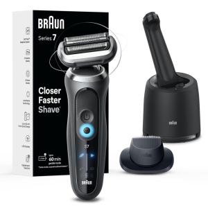 imageBraun Electric Shaver for Men Series 7 7171cc Wet ampamp Dry Shave Turbo ampamp Gentle Shaving Modes Waterproof Foil Shaver with Precision Trimmer Space GreySpace Grey