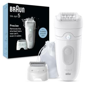 imageBraun Epilator Silkpil 5 Epilator Hair Removal Device Women Shaver ampamp Trimmer Wet and Dry Includes Shaver Head and Trimmer Comb SE5041 Grey