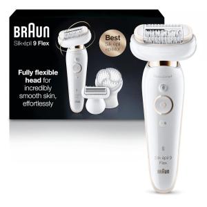 imageBraun Epilator Silkpil 9 9030 with Flexible Head Facial Hair Removal for Women and Men Hair Removal Device Shaver ampamp Trimmer Cordless Rechargeable Wet ampamp Dry Beauty Kit with Body Massage Pad