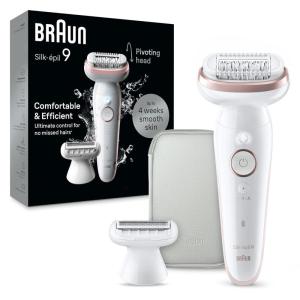imageBraun Epilator Silkpil 9 Hair Removal Device Women Shaver ampamp Trimmer Pivoting Head Wet and Dry Epilator Includes Shaver Head and Trimmer Comb SES9030
