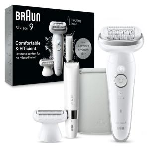 imageBraun Silkpil 9 Epilator Pivoting Head Wet and Dry Includes Body Trimmer Shaver Head and Trimmer CombSES9441