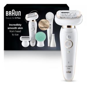 imageBraun Epilator Silkpil 9 Flex 9300 Beauty Set Facial Hair Removal for Women Hair Removal Device Shaver ampamp Trimmer Cordless Rechargeable Wet ampamp Dry FaceSpaSES9300