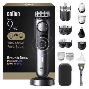 imageBraun Series 9 PRO AllinOne Beard and Body Trimmer for Men with Gillette Labs Razor Cordless Grooming System with Precision Length Control Rechargeable Electric Facial Hair Tool AIO 9570