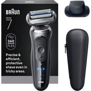 image:imageBraun Electric Razor for Men Series 7 360 Flex Head Foil Shaver with Precision Beard Trimmer Rechargeable Wet amp Dry and Travel Case Black 5 Piece SetSpace Grey